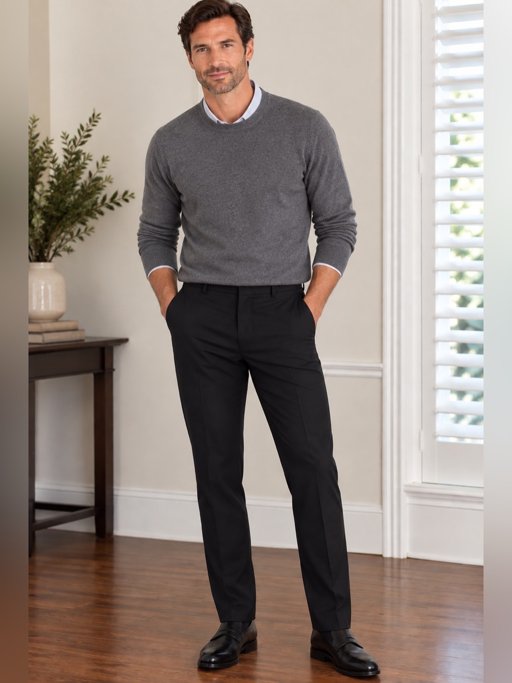 H&M Navy Men's Dress Pants - Tailored Slim Fit